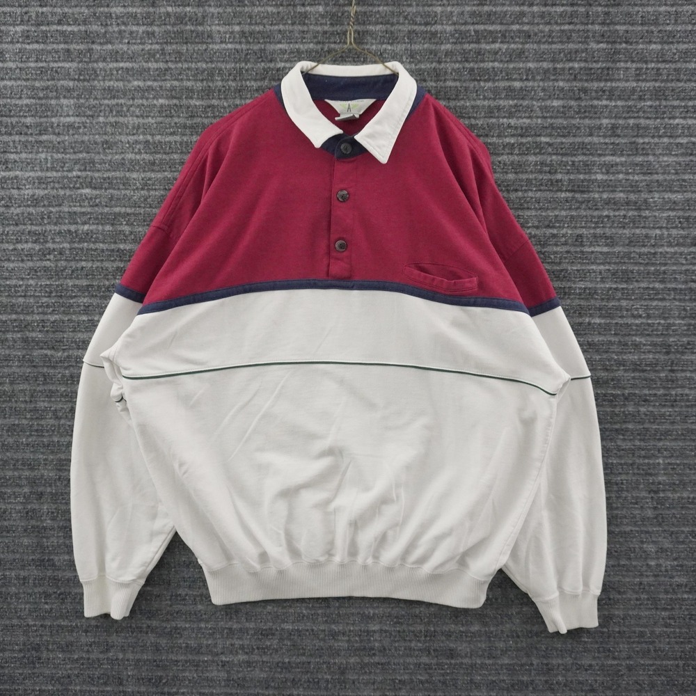 Vintage American Weekend Rugby Sweatshirt Mens XL Burgundy Colorblock Pocket